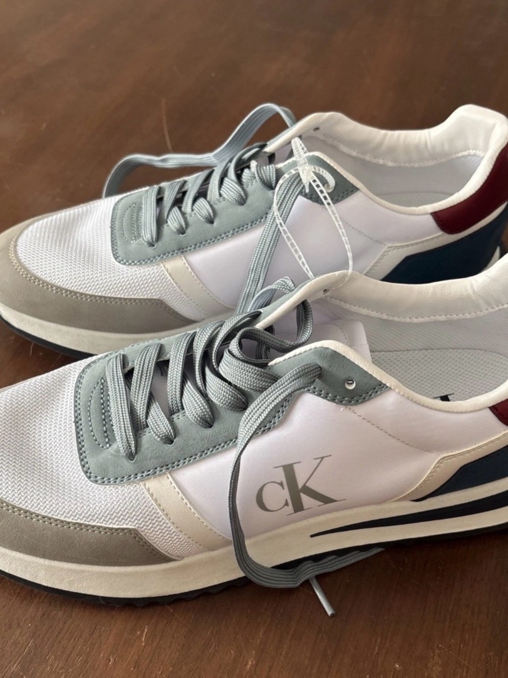 Calvin Klein Men’s White, Light Gray & Navy Low-Top Sneakers